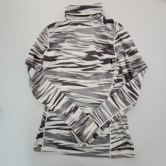 Under Amour ColdGear Fitted Printed Turtleneck Gray and White Size Medium - Picture 3 of 12